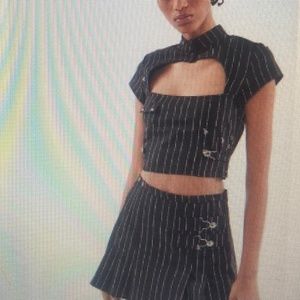 COPY - I.AM.GIA Heather Pinstripe Pleated Skirt, …